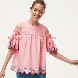 LOFT Pink Cold-Shoulder Top